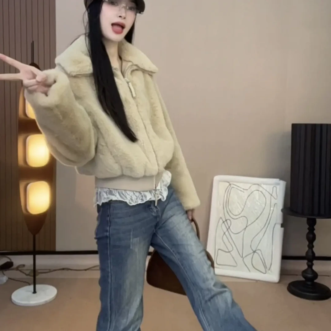【板栗暖炉】秋冬新款显瘦宽松短款立翻领女士保暖外套