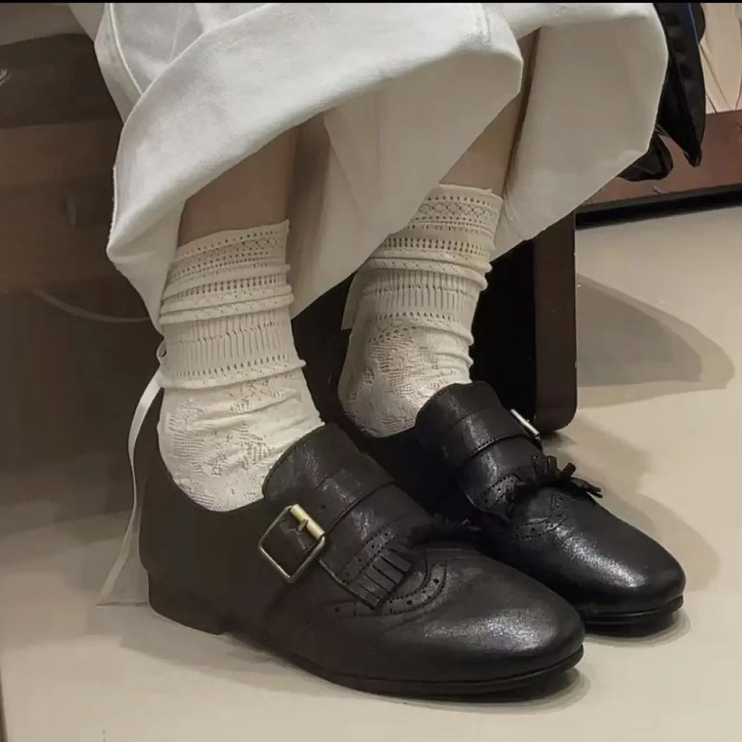 【特价清货】雕花流苏复古英伦风头层小牛皮女士乐福单鞋