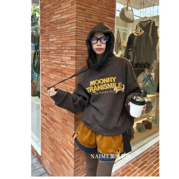 #1106字母刺绣印花时尚加绒加厚卫衣秋冬上衣百搭冬季