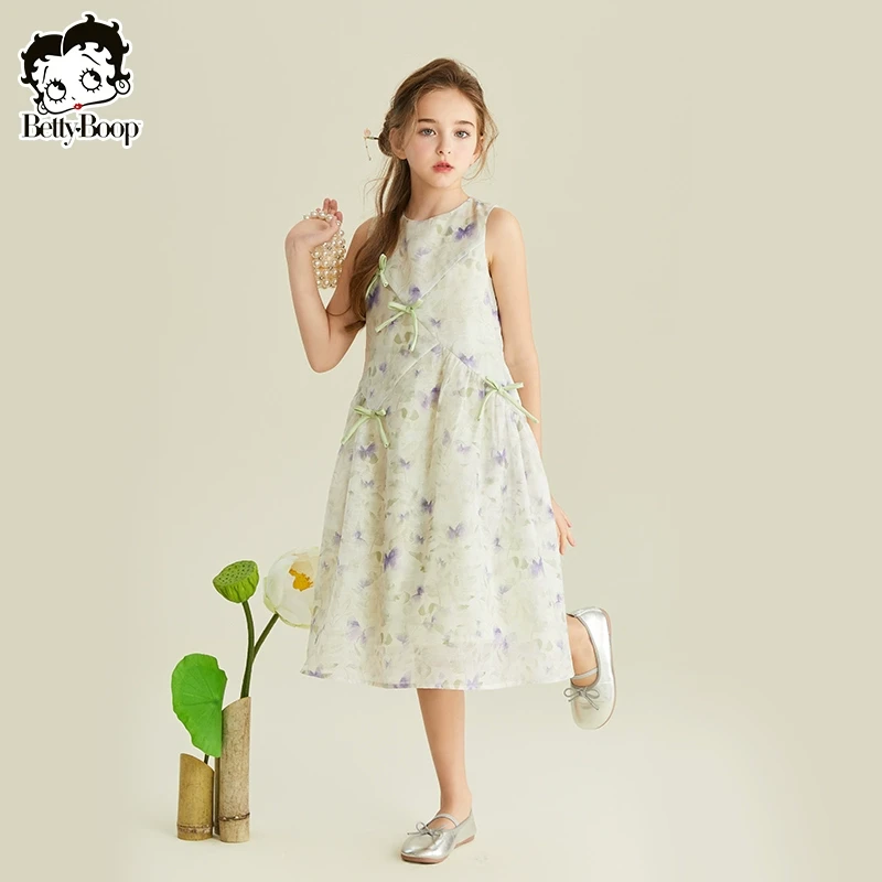 贝蒂童装女童夏季中式无袖连衣裙2025年新品儿童中大童裙子25399