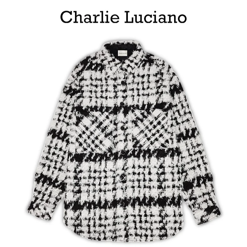 CharlieLuciano小香风外套2025春秋个性潮流宽松CL衬衫中长款上衣