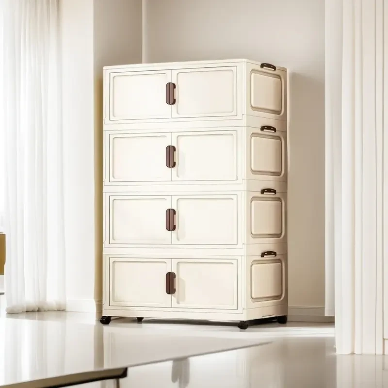 85面宽免安装厨房置物架折叠多层收纳柜杂物玩具储物箱儿童衣柜