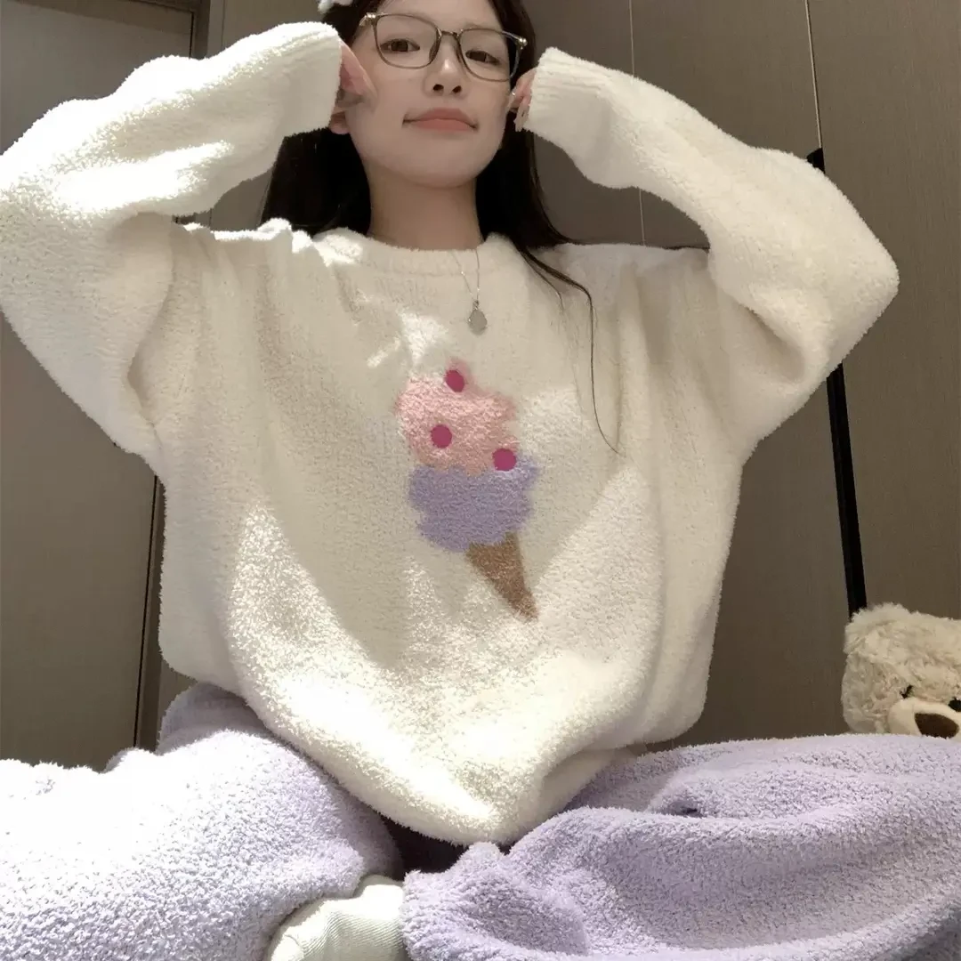 【樱桃专属】2025网红半边绒睡衣女款秋冬季珊瑚绒女士冬天加厚毛绒