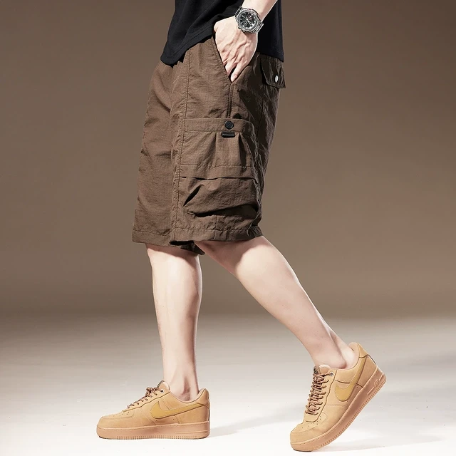 高端美式冰丝薄款工装短裤男2025夏季新款宽松户外五分休闲中裤男