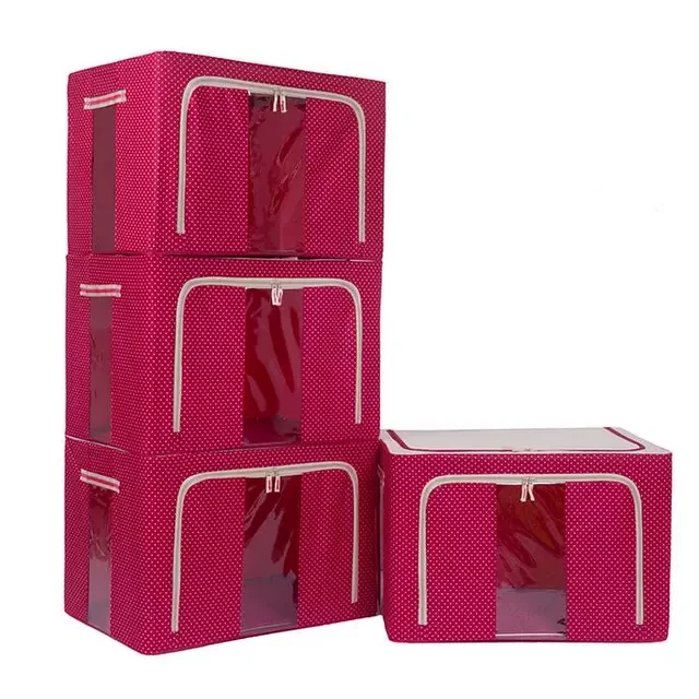 66升牛津布整理箱钢架收纳盒折叠储物箱子衣服整理收纳袋家居收纳