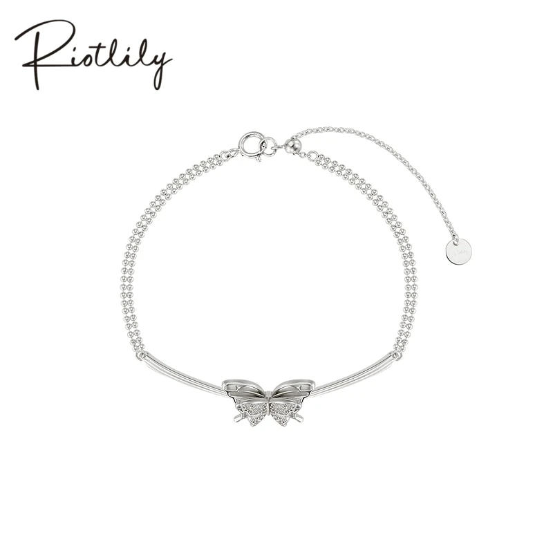 RiotLILY/艾特里里 925银合成锆石手链 羽翼微光系列浪漫蝴蝶手链