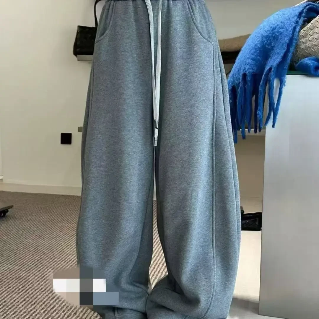 Y T原创（新款慵懒风加绒加厚松紧腰显瘦垂感弯刀阔腿休闲裤）66825