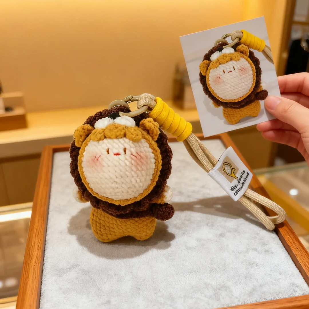 非遗手工钩织狮子包包挂件