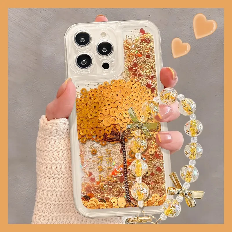 发财树适用于苹果17华为vivo/oppo小米iPhone16流沙金流沙手机壳