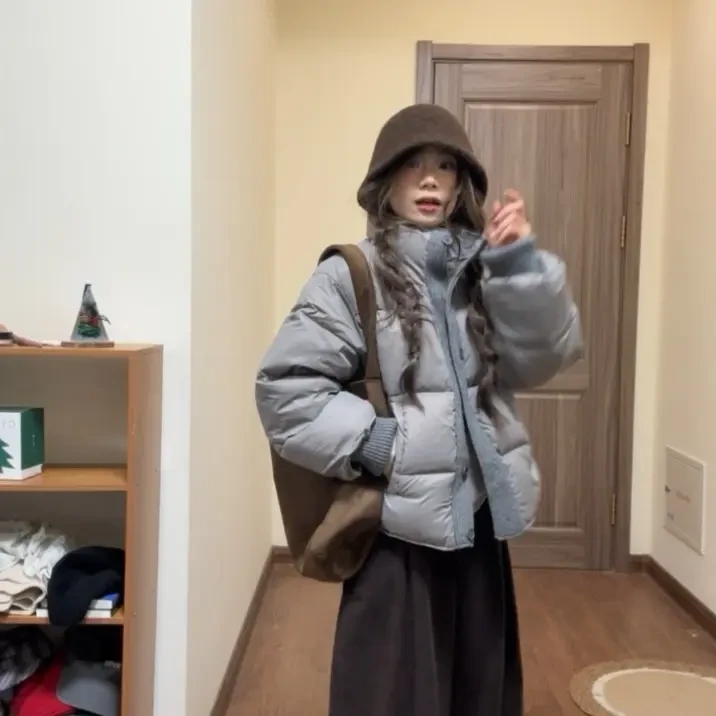 【面包棉服】新款女冬季短款加厚宽松针织拼接立领面包服外套棉服