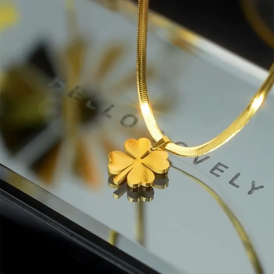 钛钢吊坠 轻奢民族风金色坠链中国风女日韩原创设计百搭时尚高级