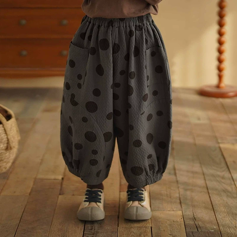砚台家韩系男童波点萝卜裤2025春新款儿童束脚休闲裤宝宝长裤