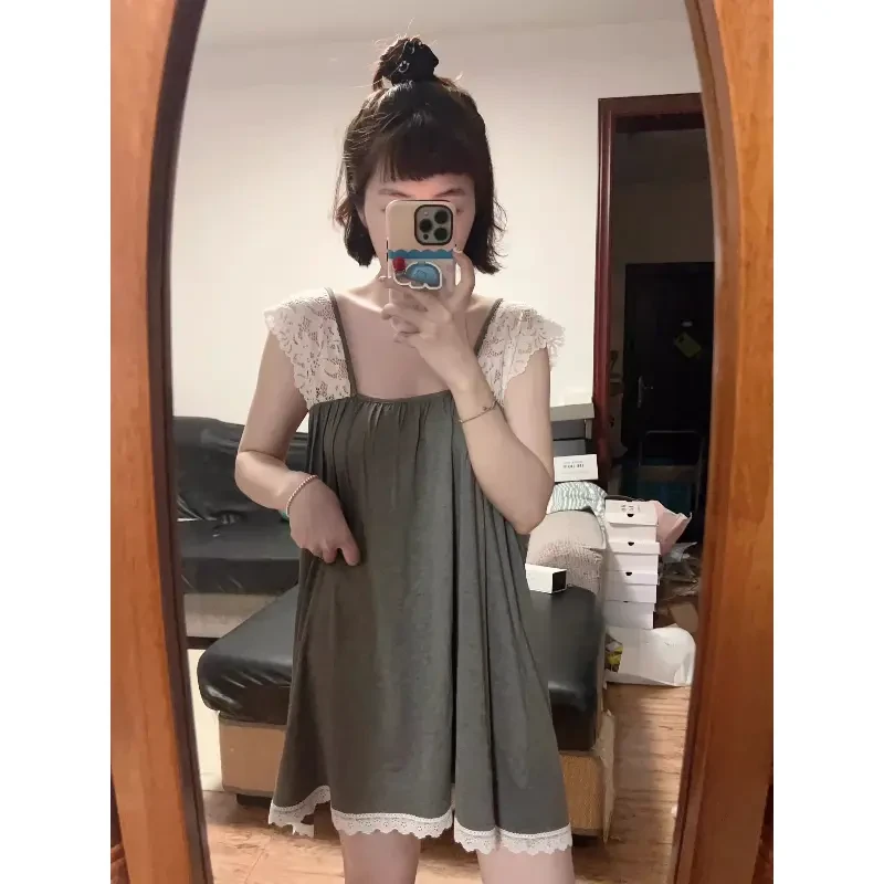 少女宫廷风甜美吊带睡裙女春夏季新款纯欲高级睡衣家居服连衣裙子