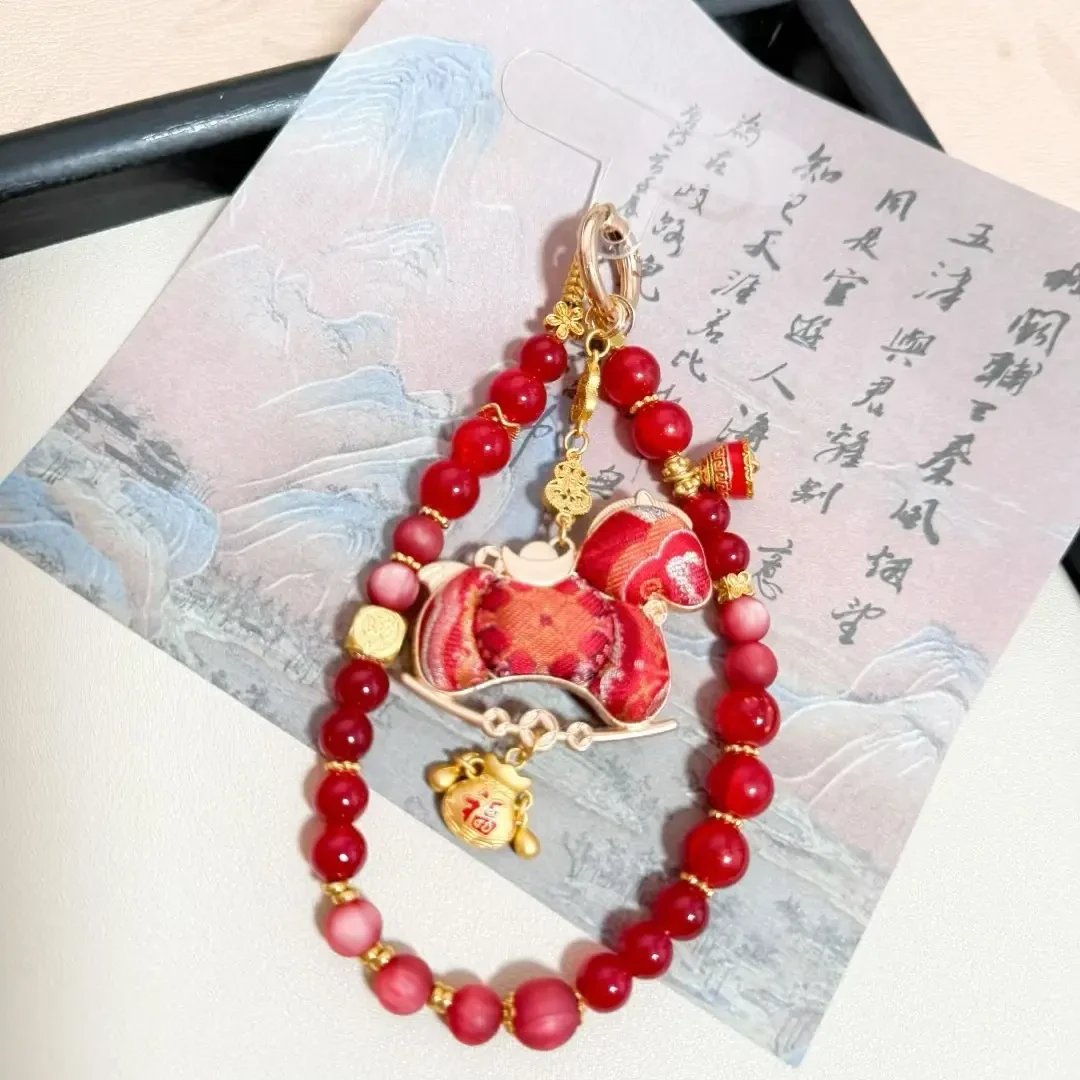 【宋锦系列】【红】古风手工挂饰通用防丢手提防摔手机链钥匙扣挂件