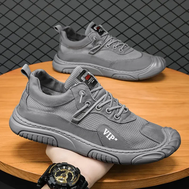 新款男士一脚蹬网面透气鞋防臭冰丝布鞋户外休闲工作鞋轻便软底鞋