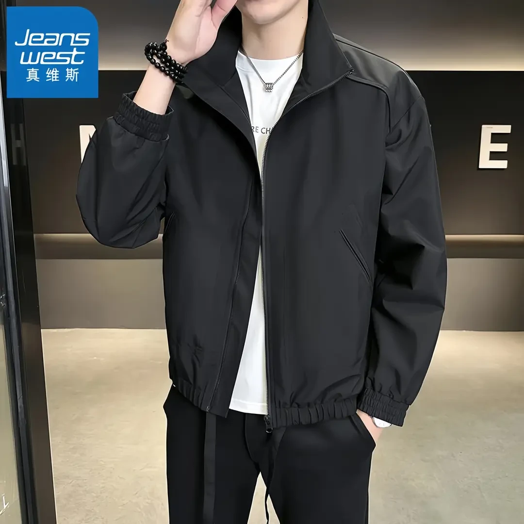 真维斯Jeanswest男士秋季美式立领工装上衣宽松百搭防风夹克外套