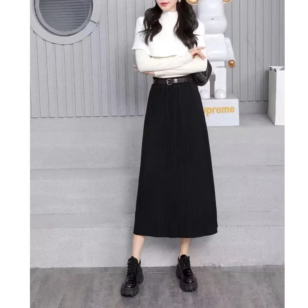 【蝴蝶】新款秋冬显瘦高级感百褶针织半身裙0126102