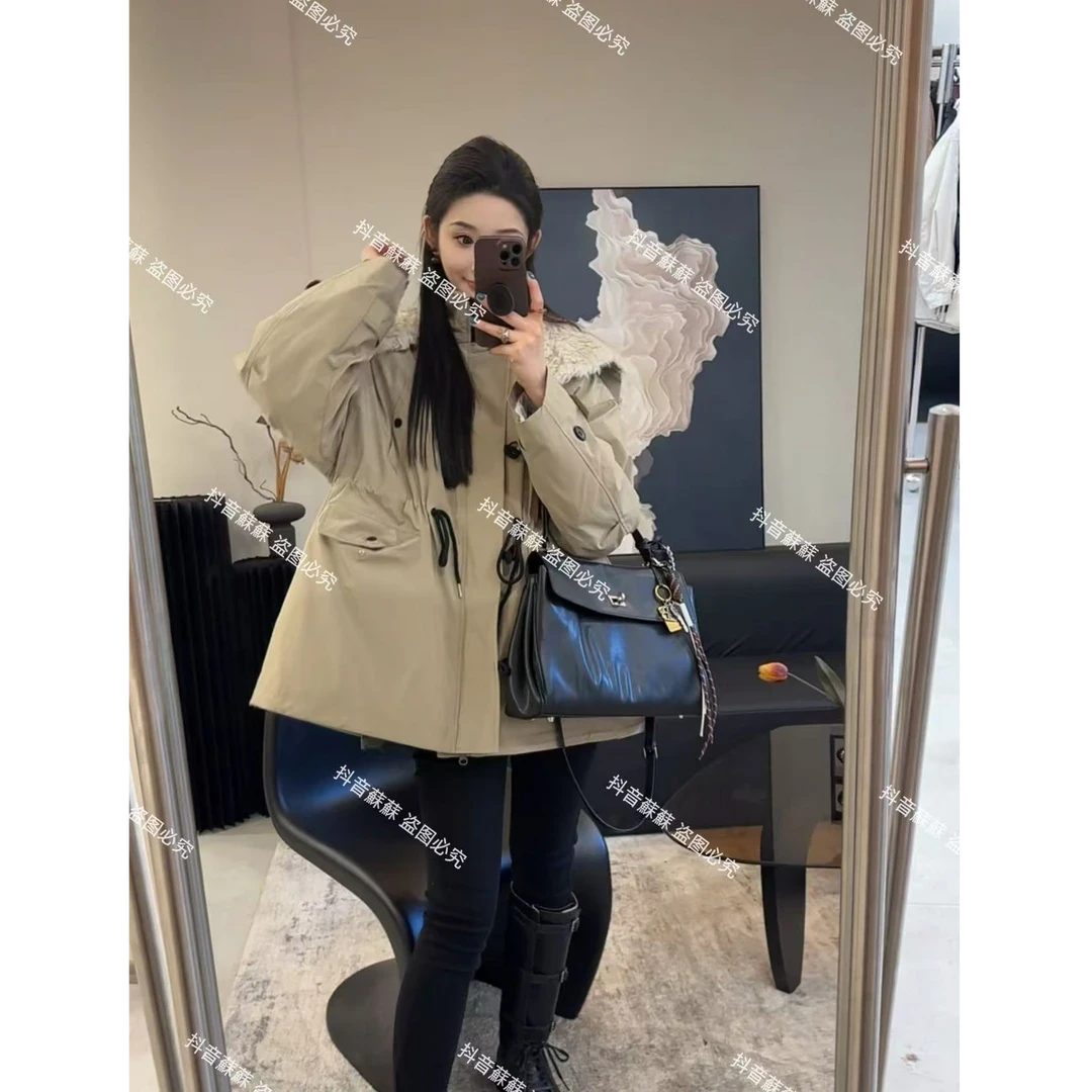 2452时尚披肩连帽休闲工装风棉衣