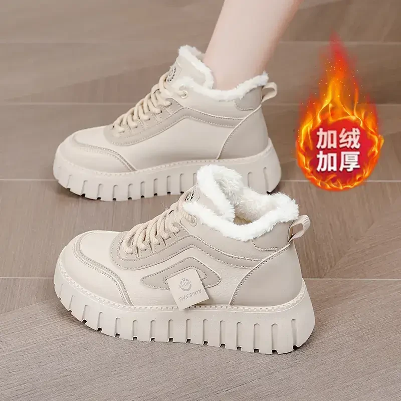 保暖爆款高帮老爹鞋女2024年冬厚底加绒加厚百搭运动鞋