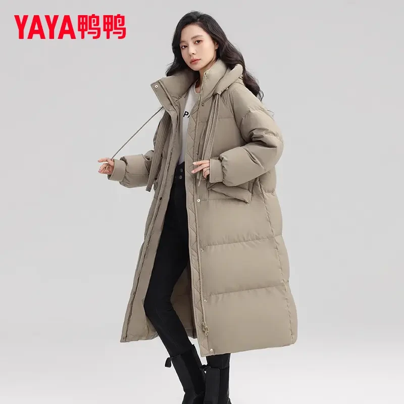 YAYA/鸭鸭羽绒服女长款时尚百搭休闲舒适韩版通勤外套YE4B616301A