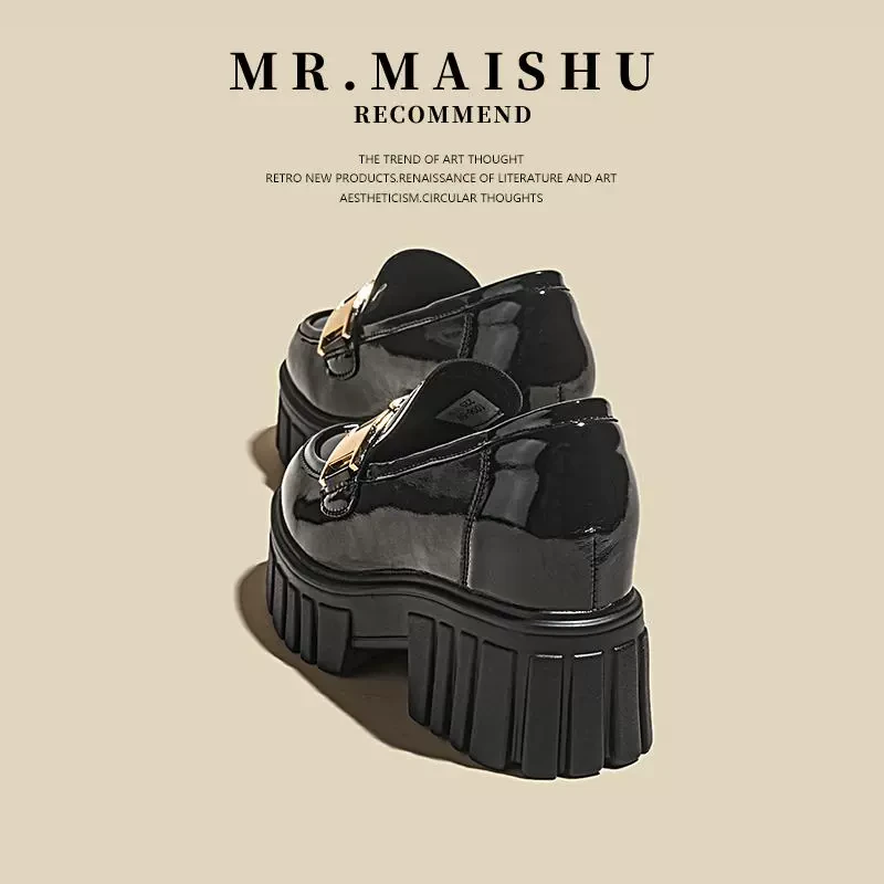 超火厚底乐福鞋女2025春季新款鞋子爆款小皮鞋内增高女鞋-1006-59