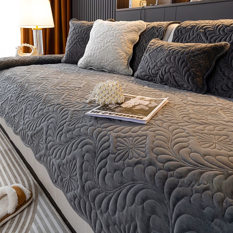 秋冬季新款加厚毛绒沙发盖布防滑坐垫轻奢高档感沙发盖垫全包套罩