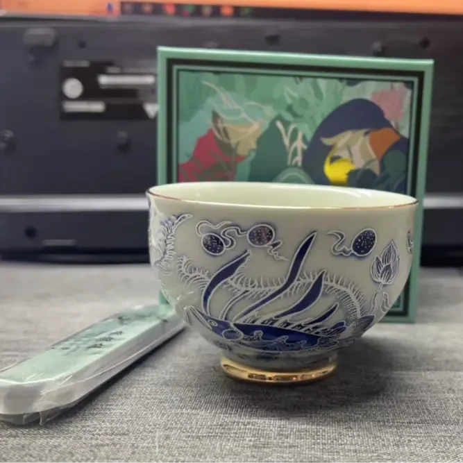 覆银鱼藻纹思缘主人杯银杯家用自用礼盒装Y5132