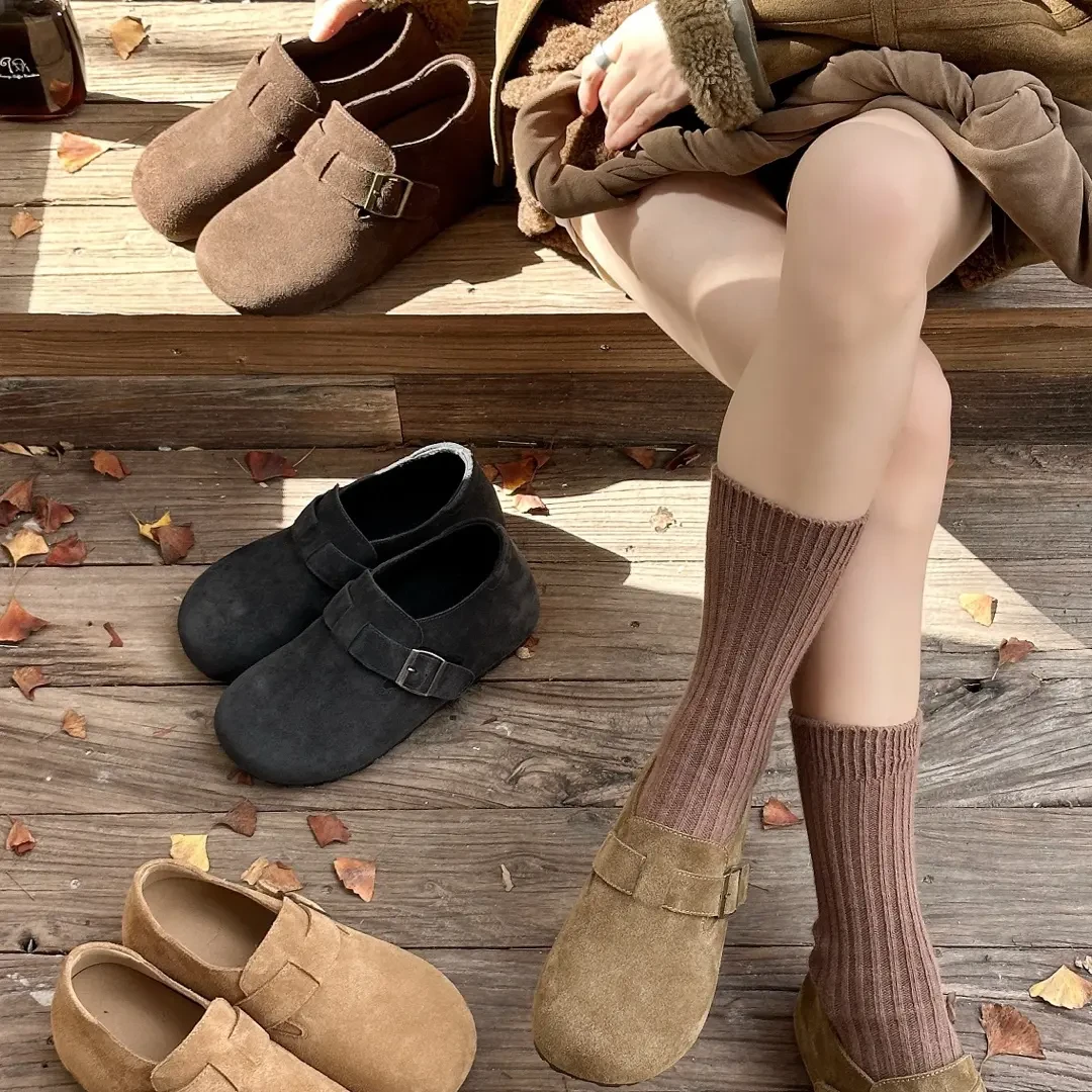 复古防滑时尚休闲鞋圆头勃肯鞋