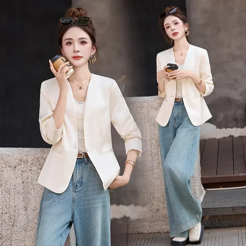 新中式国风西装短款外套女2025年秋季新款小个子休闲西服短款上衣