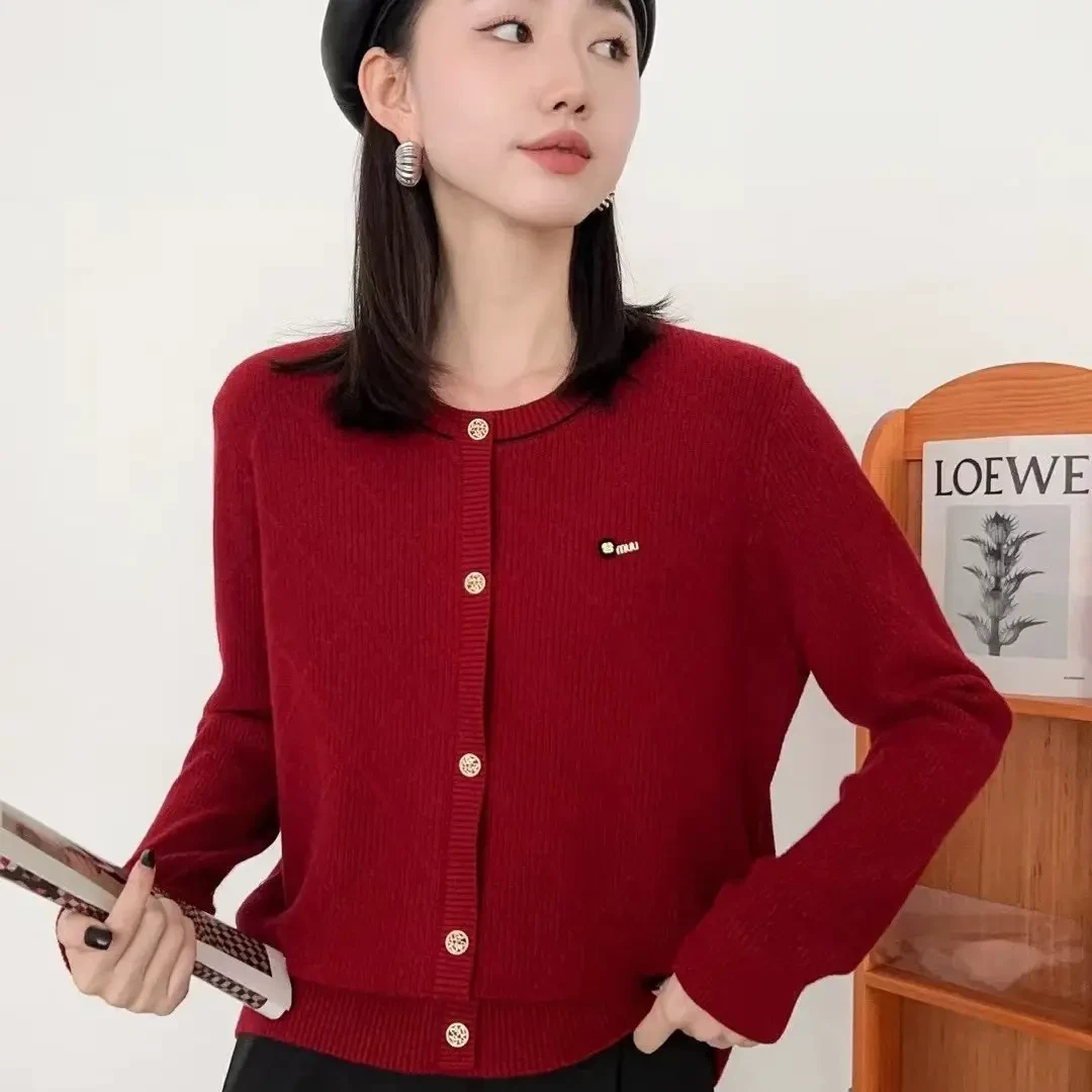 软糯圆领针织衫小香风百搭毛衣25013