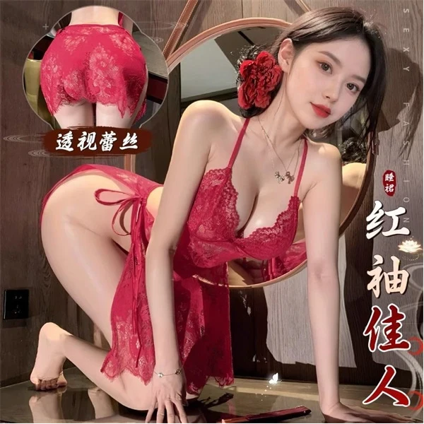 【乖乖】性感蕾丝连体睡衣时尚绑带唯美浪漫纯欲轻奢睡裙A55