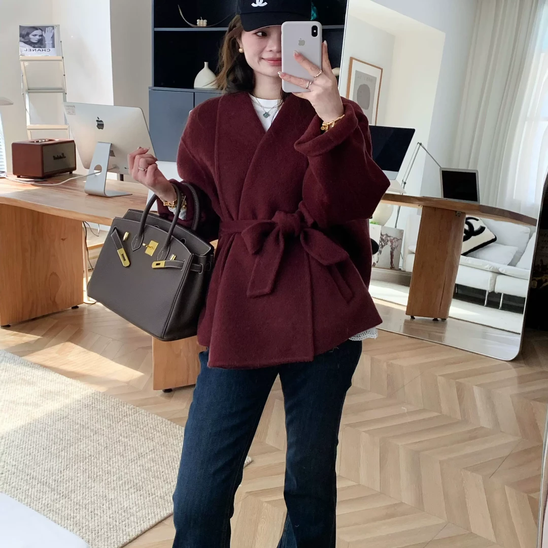 精简实穿！双面羊毛呢大衣宽松廓形短款外套女3232