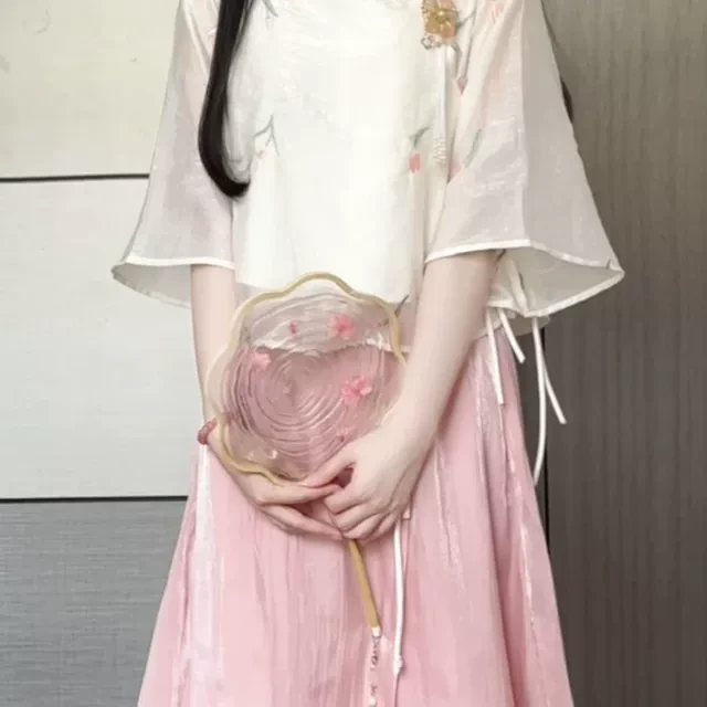 抹茶森系2025年夏季新中式超仙年轻款盘扣通勤套装日常时尚两件套