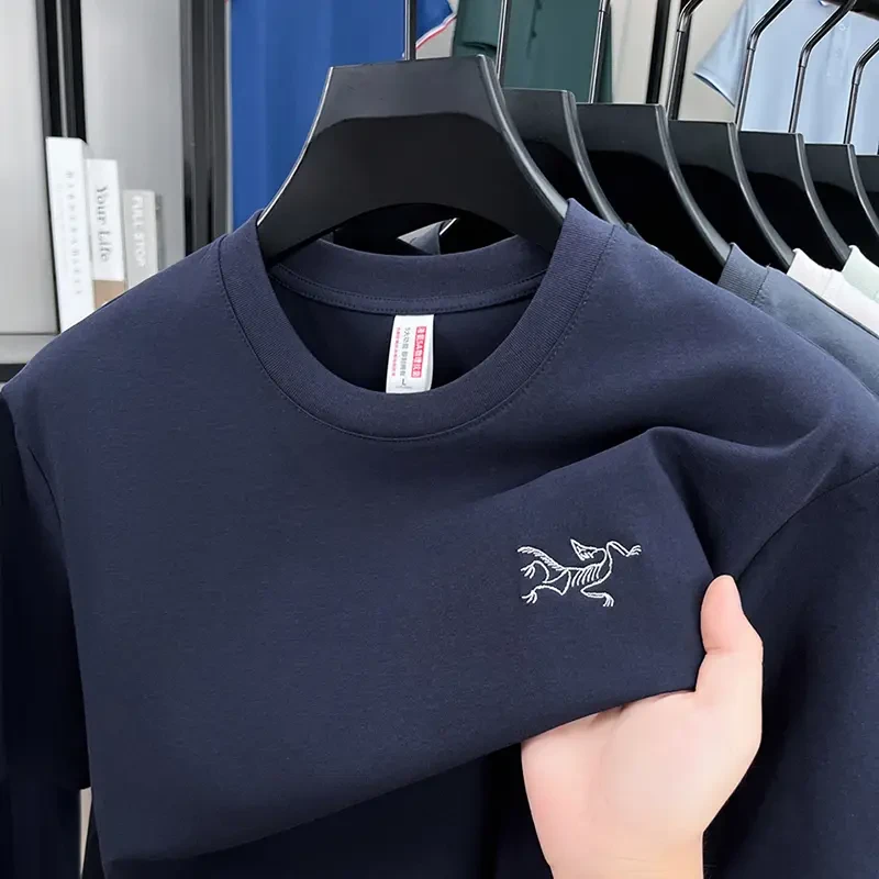 【奥特莱斯专区】正品新款刺绣鸟男士短袖t恤夏季高端圆领冰丝T恤