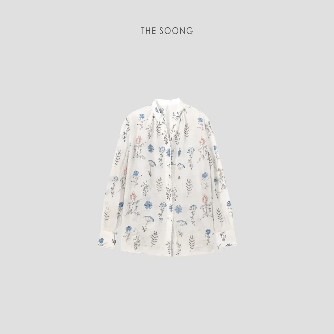 THESOONG|"花卉艺术"法式纯苎麻重工绣花蕾丝边圆领外套HWCS6528