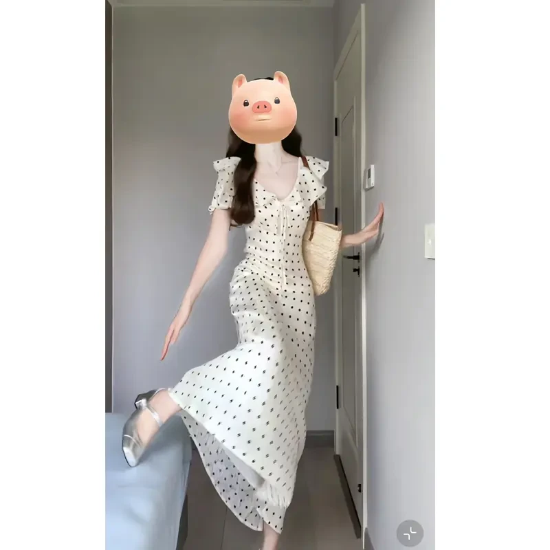 法式气质温柔波点连衣裙大码2025夏季胖mm新款时尚洋气高级感裙子