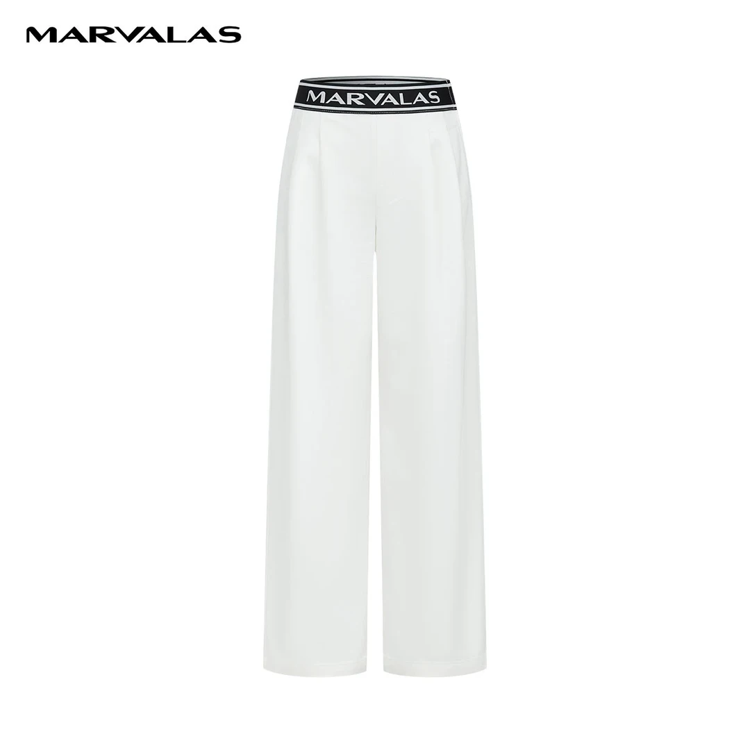 【曼德诗】高腰牛仔裤春装新款宽松显瘦阔腿休闲长裤M103309017