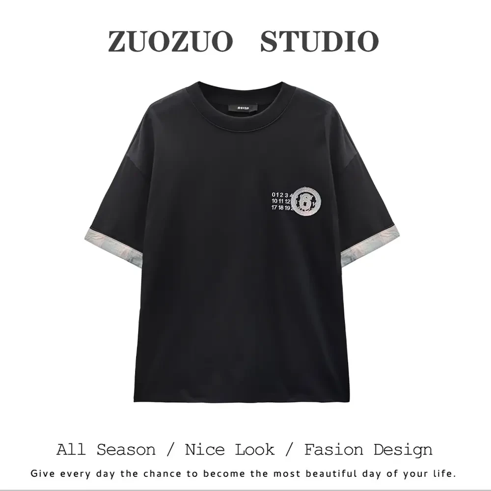 【ZUOZUO】数字刺绣吉拉高克重纯棉短袖T恤9975