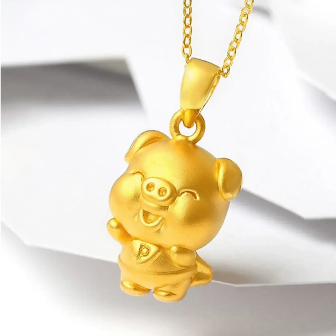 铜合金吊坠铜合金吊坠猪超人猪金色吊坠金猪项链女金猪挂坠小众