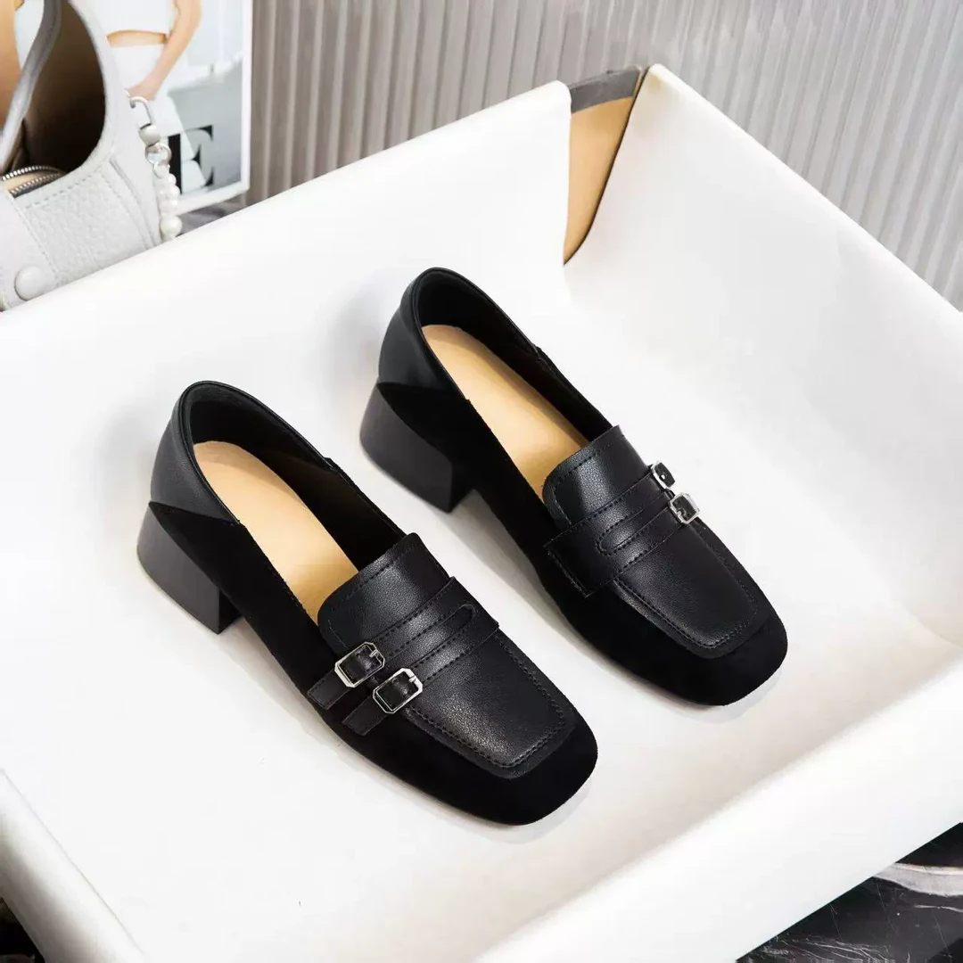 北桔2025春夏新款时尚百搭软底轻便舒适皮带扣单鞋乐福鞋5475