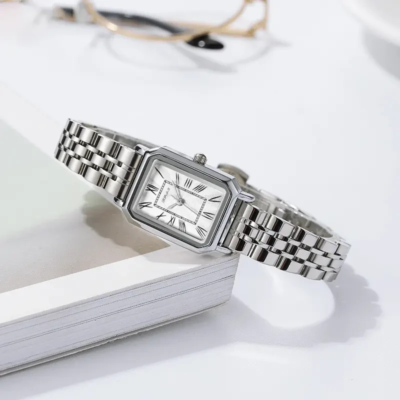 【官方正版】罗马气质优雅女表方形轻职风防水方形女士钢带手表BYT