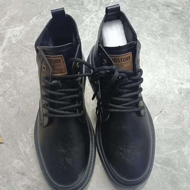 冬季男士厚底增高加绒高帮百搭马丁靴