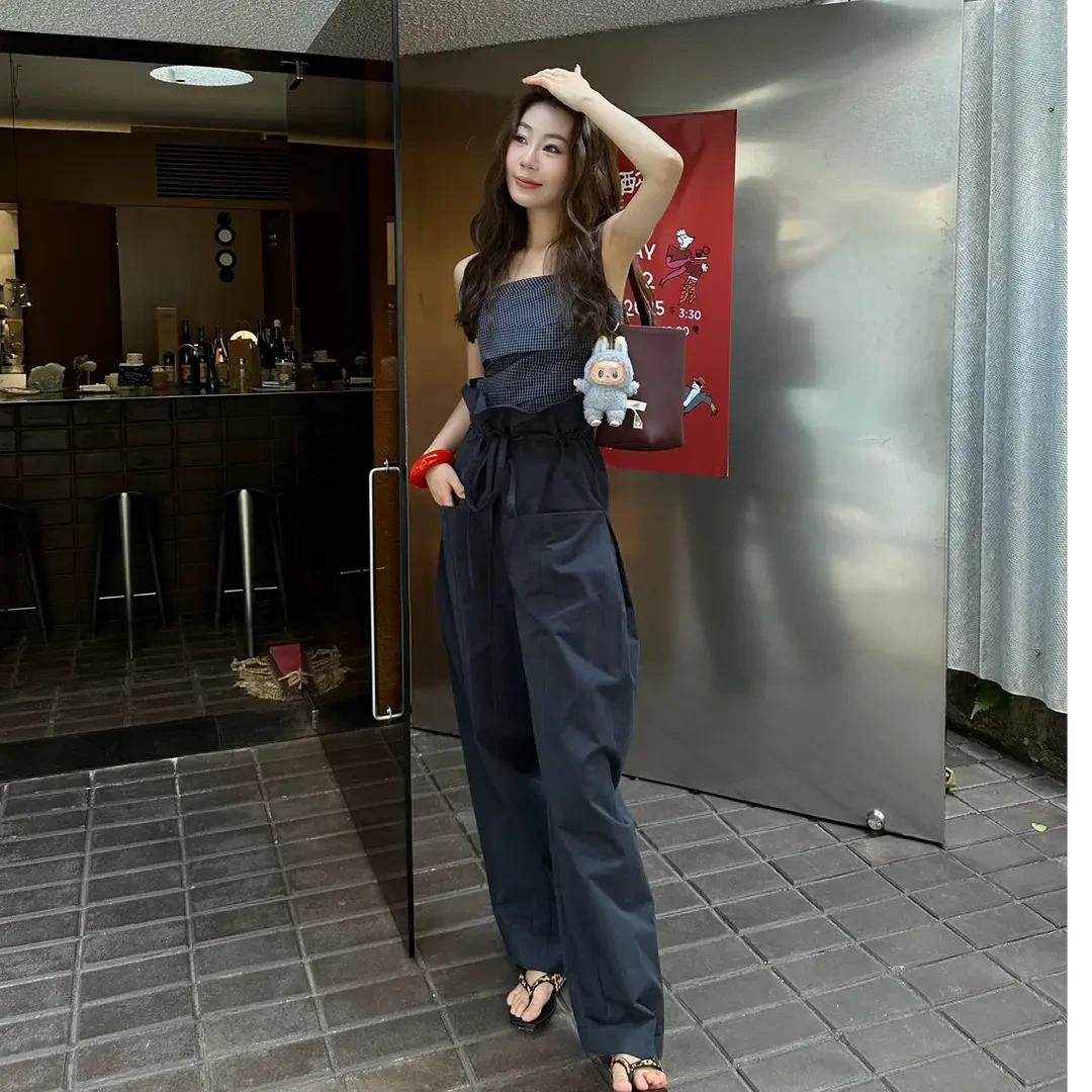 夏装新款花苞吊带背心女装洋气时髦气质高腰工装裤阔腿休闲裤