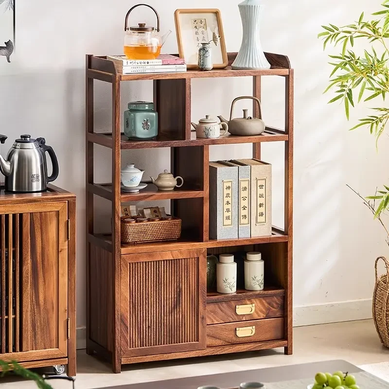 实木博古架茶室低茶柜置物架茶杯多宝阁中式书架茶室置物柜茶叶柜