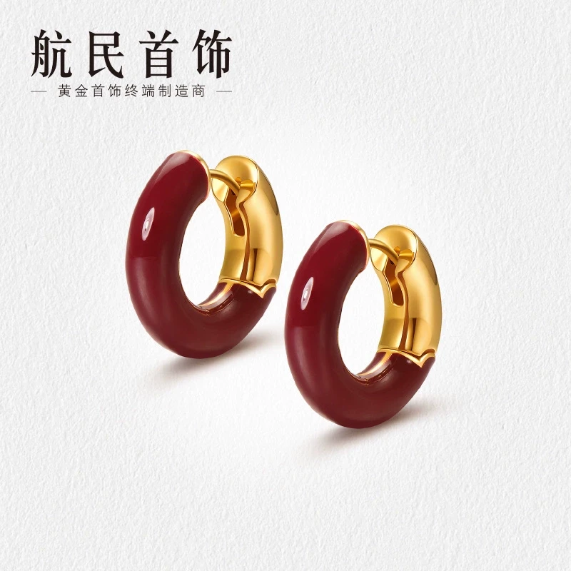 航民首饰 车厘子耳扣黄金耳钉足金5D复古新年XYJ1867工费490元/件