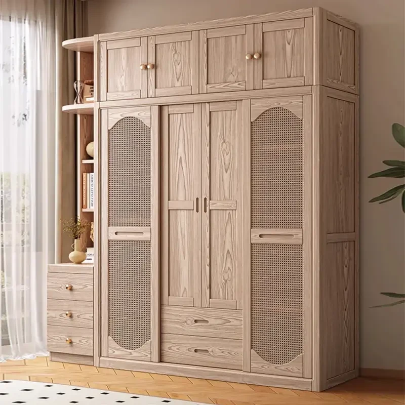 白蜡木推拉移门衣柜2025新款家用卧室实木柜子小户型顶柜衣橱落地