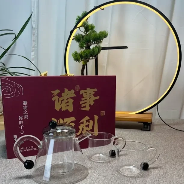 耐热玻璃茶壶单壶加厚过滤壶透明彩色手柄花茶壶小号家用手柄壶