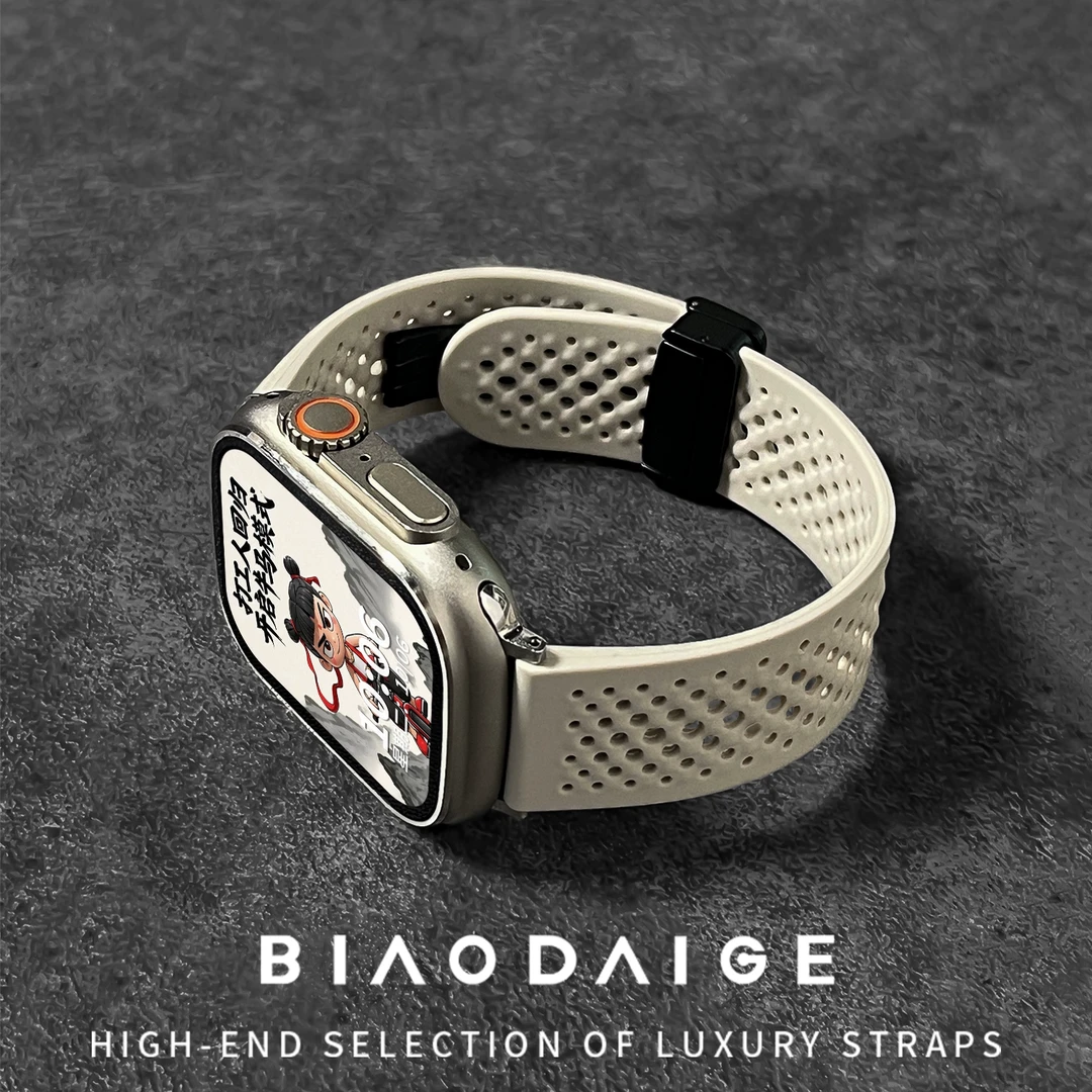 适用apple watch S11表带磁吸扣硅胶iWatchS10透气Ultra夏季运动