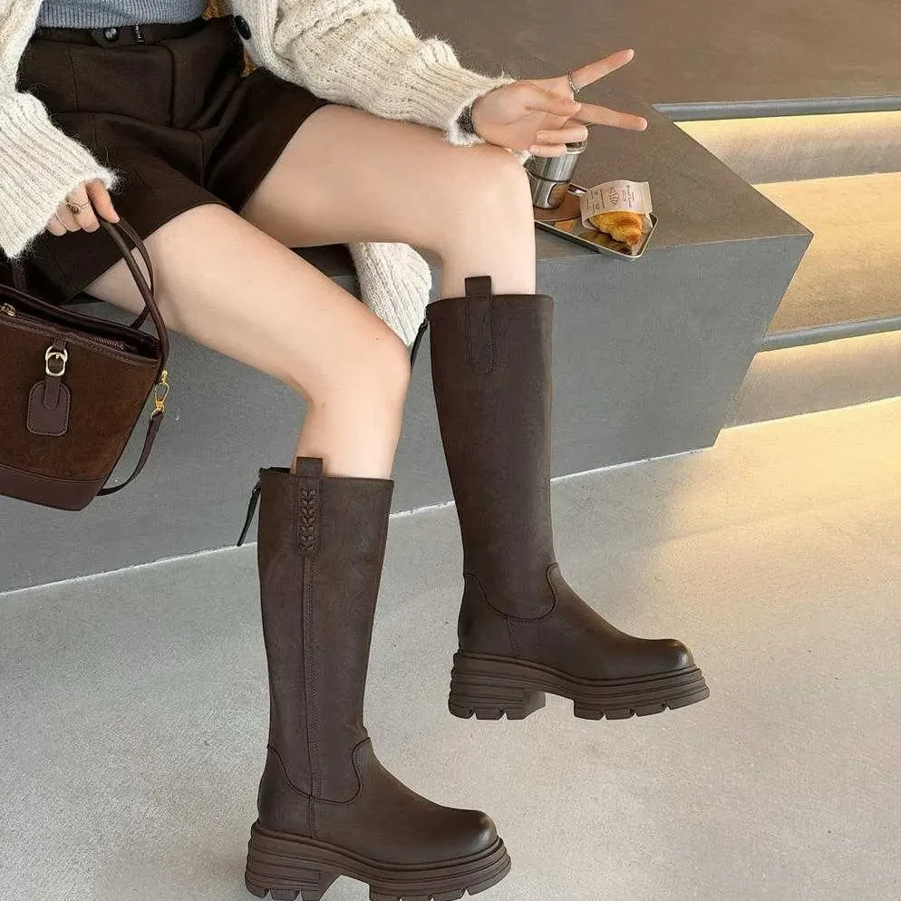 81-1386时装靴骑士长筒短靴长靴时尚马丁靴厚底女士百搭