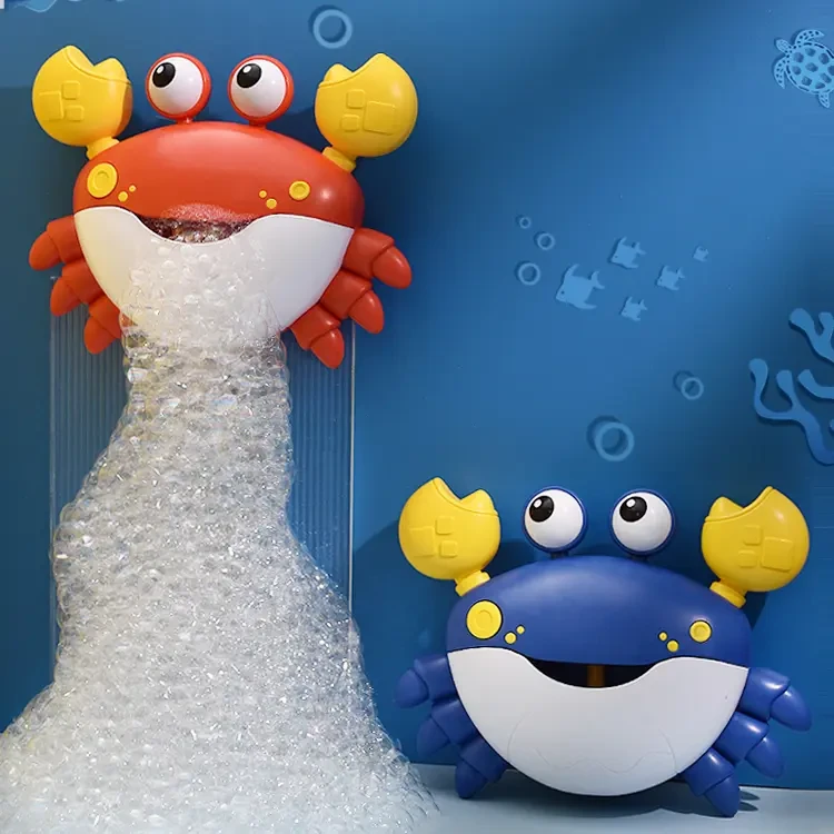 网红可爱戏水螃蟹吐泡泡机宝宝儿童电动音乐吐泡泡螃蟹洗澡玩X